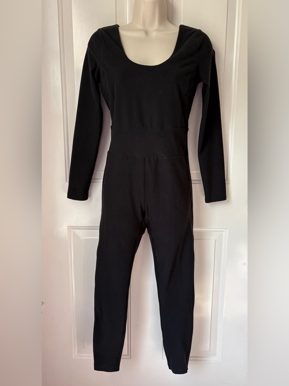 Calia Black Long-Sleeve Scoop-Neck Athletic Jumpsuit